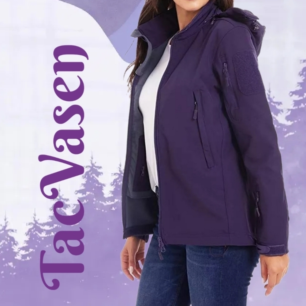 TacVasen Winter Jacket Womens Sz S Purple Duck Bill Hoodie Water Resistant